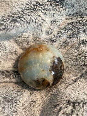 Polished Caribbean /Calcite Decorative Sphere - Blue-Green & Brown